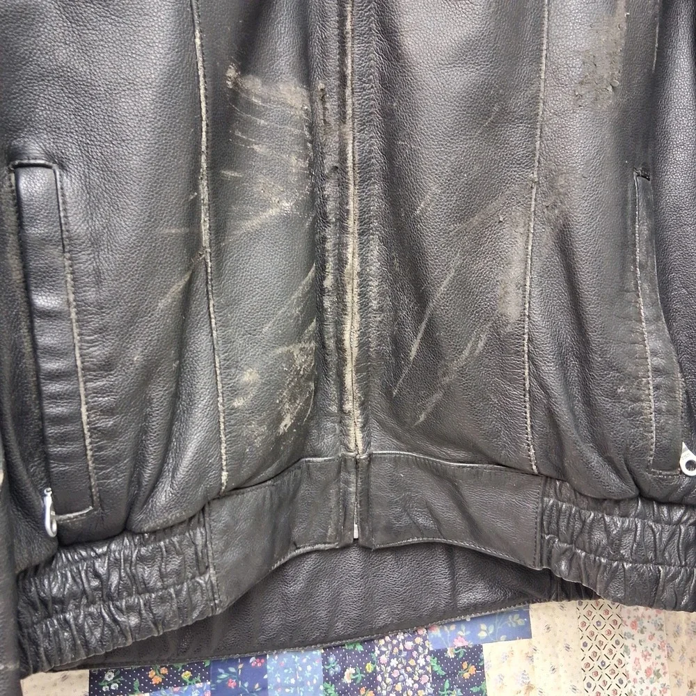 Yamaha Star Motorcycle Leather Riding Jacket Size XL Black Removable Lining